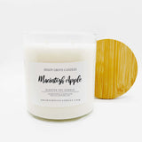 straight side tumbler glass candle, 2 cotton wick, wooden bamboo lid and white label