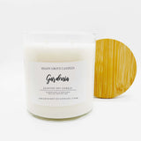 straight side tumbler glass candle, 2 cotton wick, wooden bamboo lid and white label