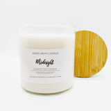  straight side tumbler glass candle, 2 cotton wick, wooden bamboo lid and white label