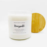 straight side tumbler glass candle, 2 cotton wick, wooden bamboo lid and white label