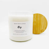 straight side tumbler glass candle, 2 cotton wick, wooden bamboo lid and white label