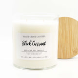  straight side tumbler glass candle, 2 cotton wick, wooden bamboo lid and white label