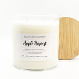 straight side tumbler glass candle, 2 cotton wick, wooden bamboo lid and white label