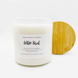  straight side tumbler glass candle, 2 cotton wick, wooden bamboo lid and white label